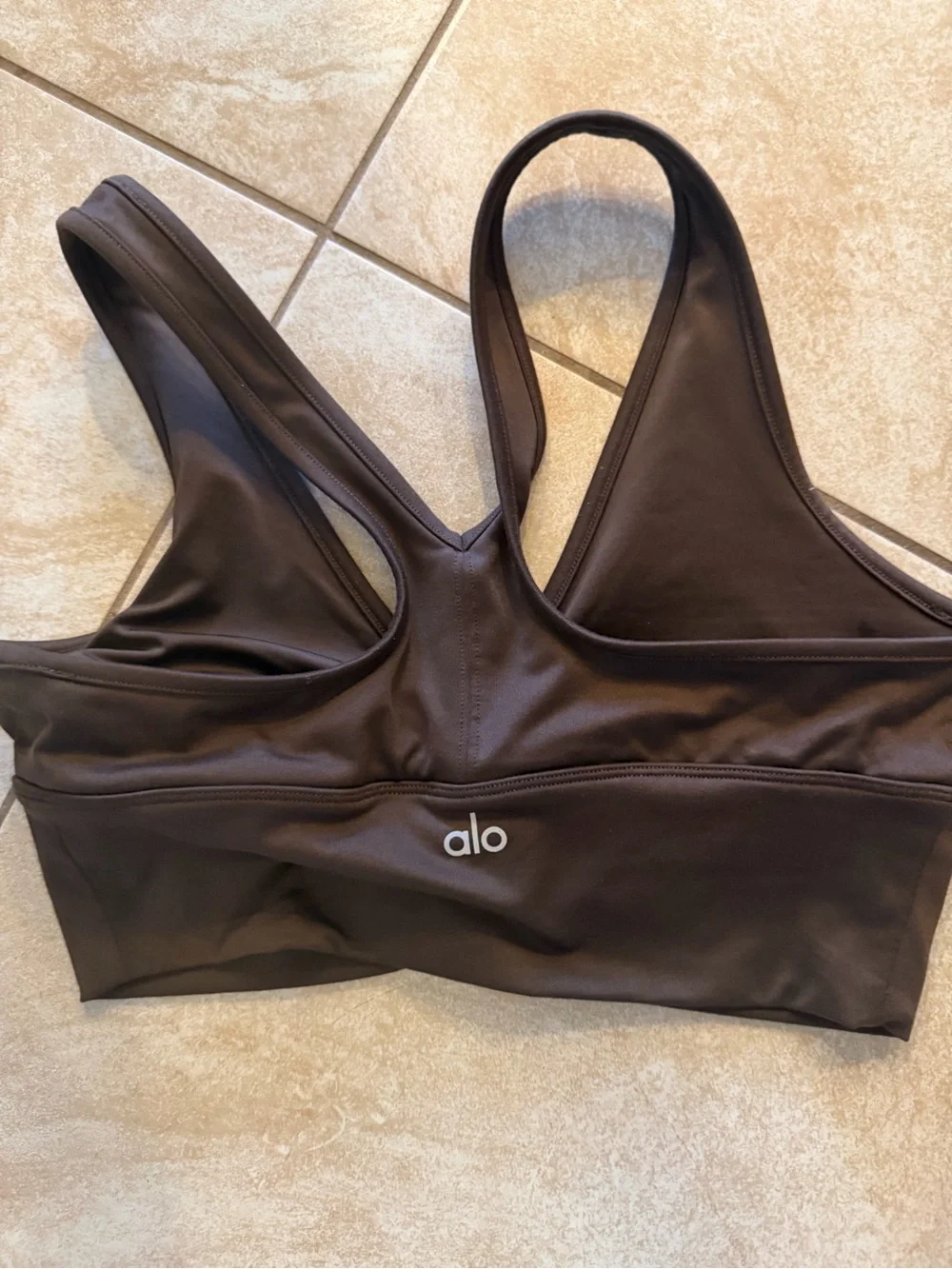 ALO Yoga Wild thing Brown Ruched V-Neck Sports sorts bra Sz M